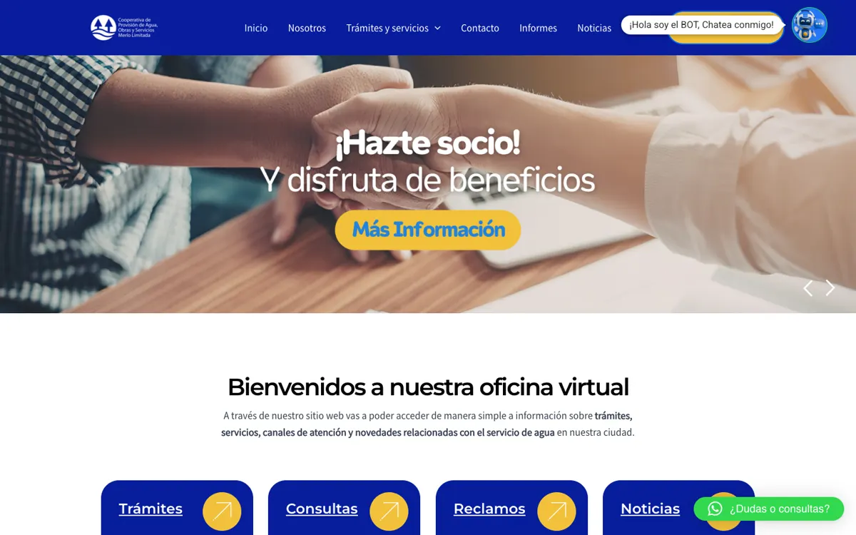Sitio de la Cooperativa de Agua Merlo